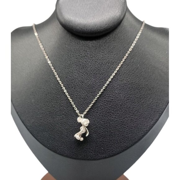 Sterling Silver Disney Vintage Pendant 925 Mickey Mouse 19" Silver Tone Chain - Picture 1 of 16